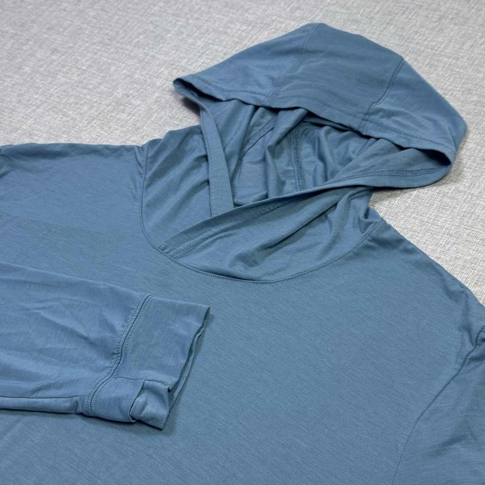 Free Fly Elevate Lightweight Hoodie Mens Large Blue Pullover Tagless Stretch
